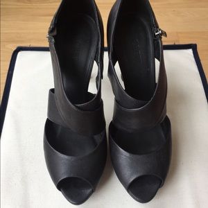 JCrew Black Strappy Leather Heels